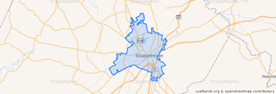 Mapa de ubicacion de Elizabethtown.