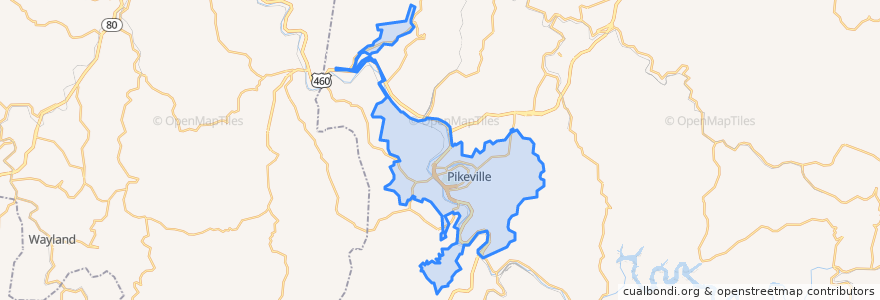 Mapa de ubicacion de Pikeville.