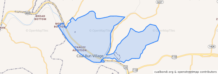 Mapa de ubicacion de Coal Run Village.