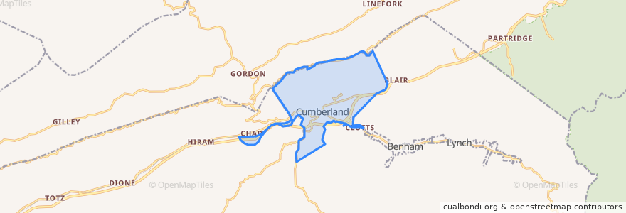 Mapa de ubicacion de Cumberland.