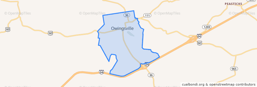 Mapa de ubicacion de Owingsville.