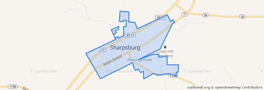 Mapa de ubicacion de Sharpsburg.