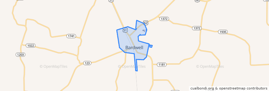 Mapa de ubicacion de Bardwell.