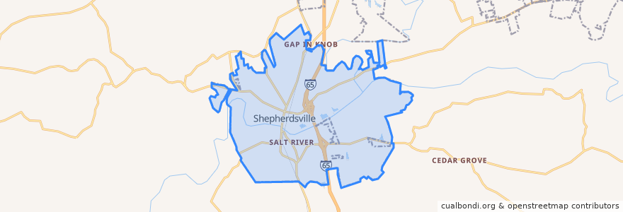 Mapa de ubicacion de Shepherdsville.