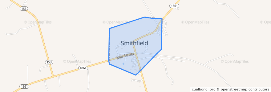 Mapa de ubicacion de Smithfield.