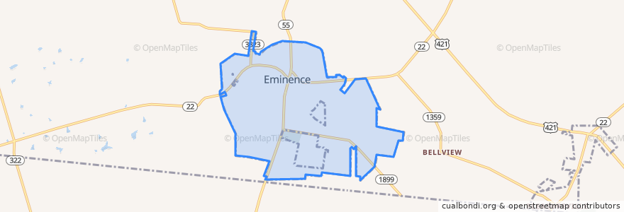 Mapa de ubicacion de Eminence.