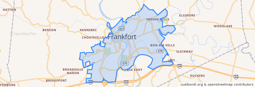 Mapa de ubicacion de Frankfort.