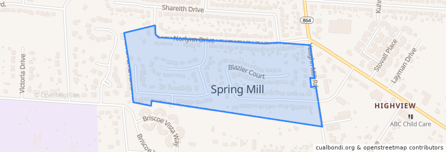 Mapa de ubicacion de Spring Mill.