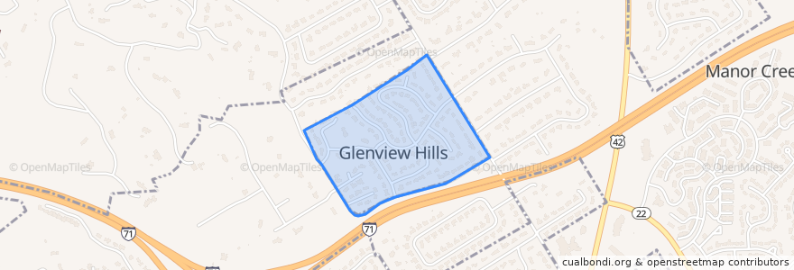 Mapa de ubicacion de Glenview Hills.