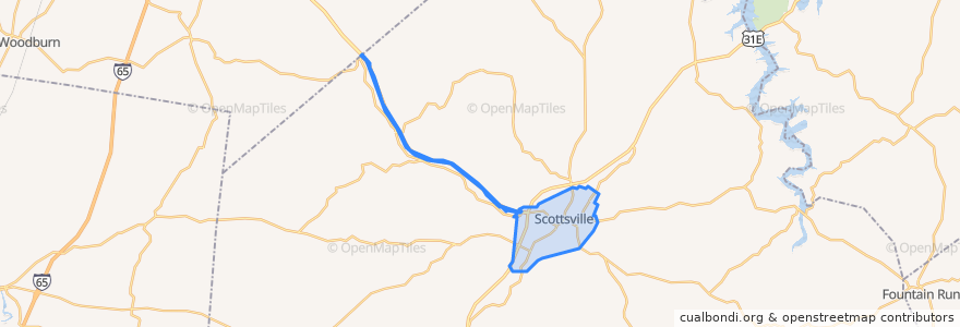 Mapa de ubicacion de Scottsville.