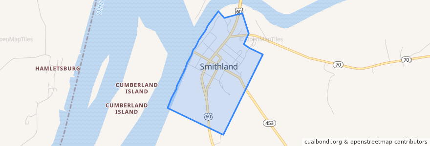 Mapa de ubicacion de Smithland.