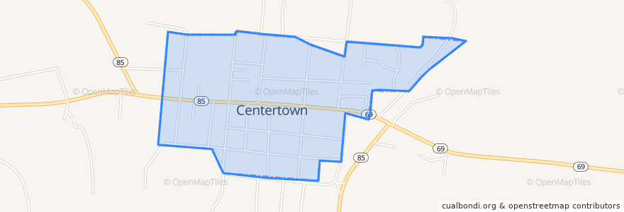 Mapa de ubicacion de Centertown.