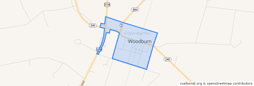 Mapa de ubicacion de Woodburn.