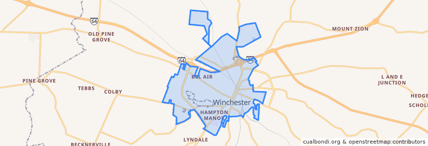 Mapa de ubicacion de Winchester.