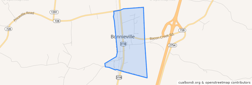 Mapa de ubicacion de Bonnieville.