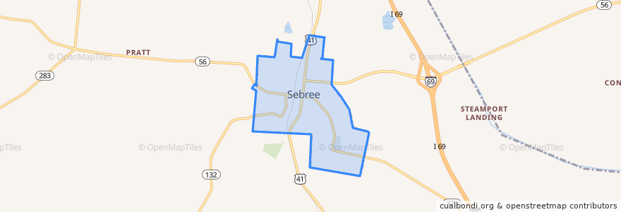 Mapa de ubicacion de Sebree.