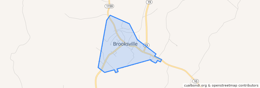 Mapa de ubicacion de Brooksville.