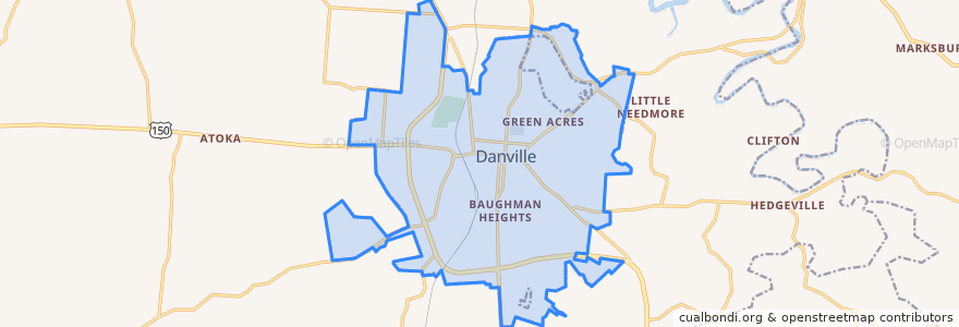 Mapa de ubicacion de Danville.