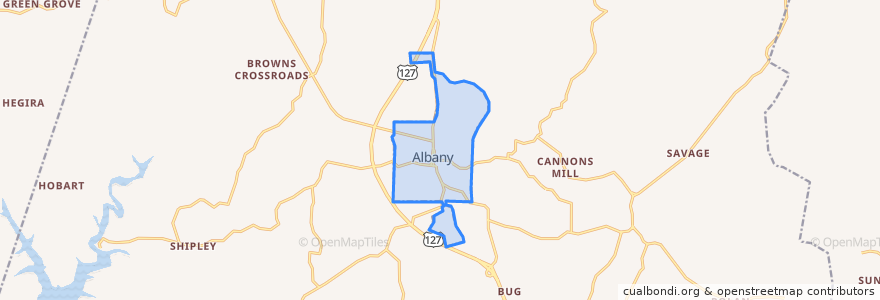 Mapa de ubicacion de Albany.