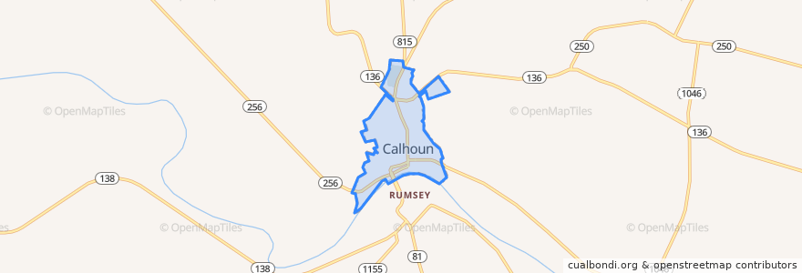 Mapa de ubicacion de Calhoun.