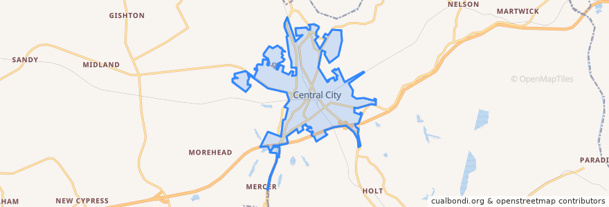 Mapa de ubicacion de Central City.