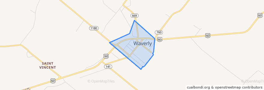 Mapa de ubicacion de Waverly.