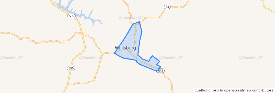 Mapa de ubicacion de Willisburg.