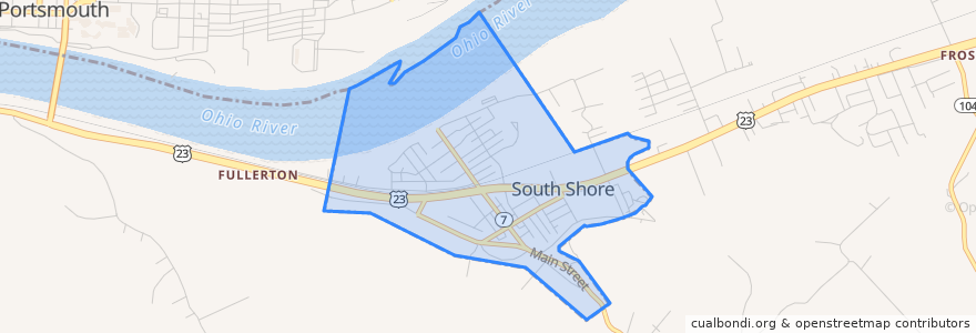 Mapa de ubicacion de South Shore.