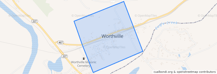 Mapa de ubicacion de Worthville.