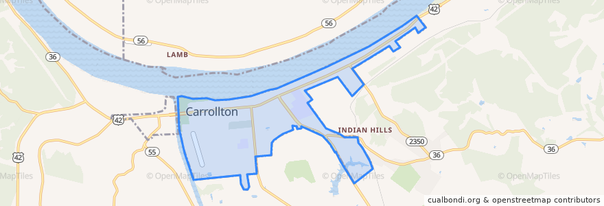 Mapa de ubicacion de Carrollton.