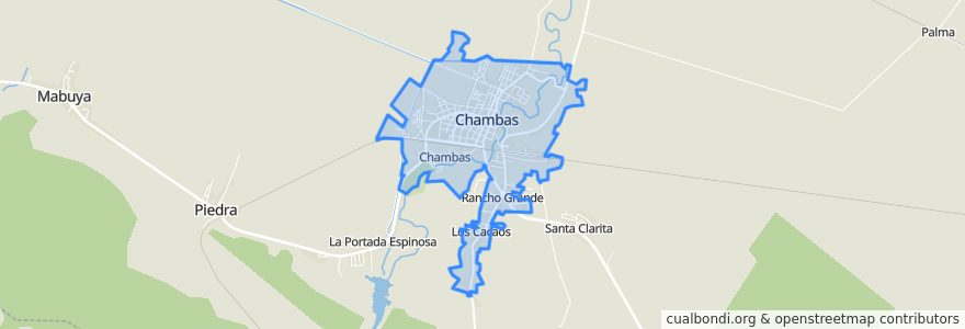 Mapa de ubicacion de Pueblo de Chambas.