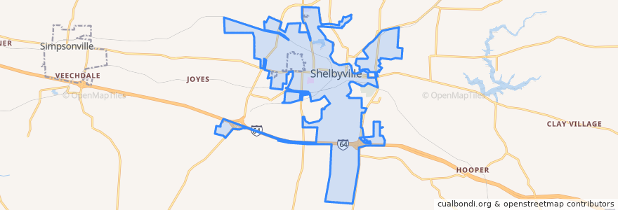 Mapa de ubicacion de Shelbyville.