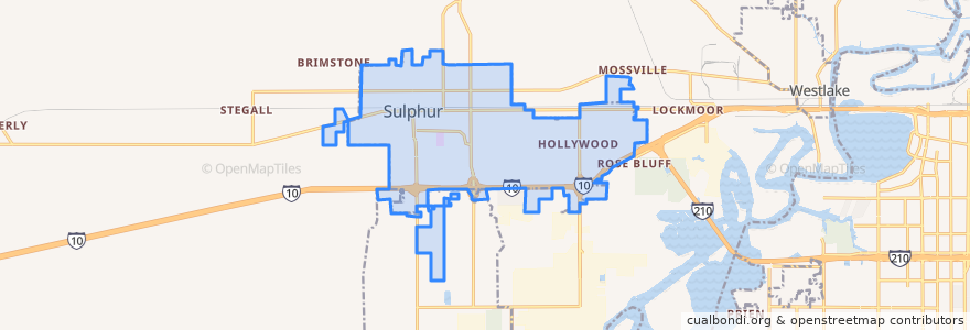 Mapa de ubicacion de Sulphur.