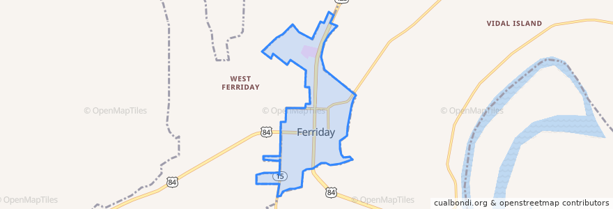 Mapa de ubicacion de Ferriday.