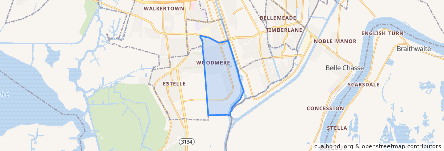 Mapa de ubicacion de Woodmere.