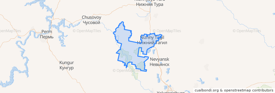 Mapa de ubicacion de городской округ Нижний Тагил.