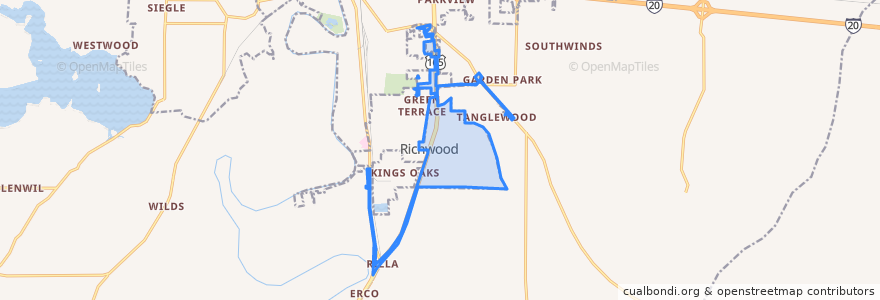 Mapa de ubicacion de Richwood.