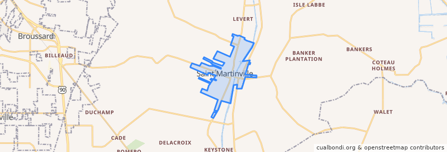 Mapa de ubicacion de St. Martinville.