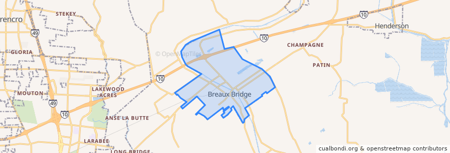 Mapa de ubicacion de Breaux Bridge.