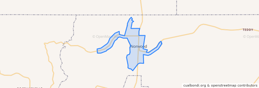 Mapa de ubicacion de Norwood.