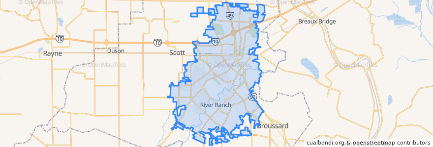 Mapa de ubicacion de Lafayette.