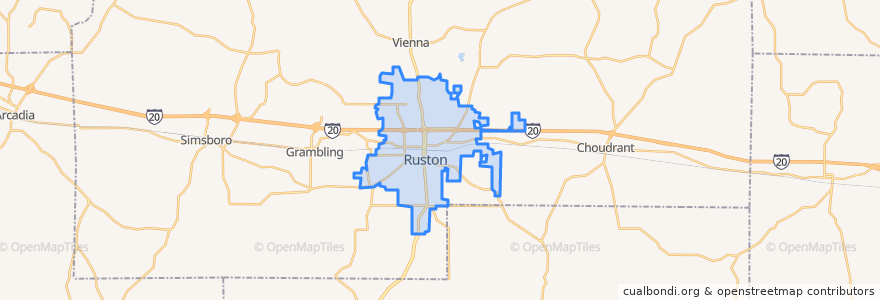 Mapa de ubicacion de Ruston.