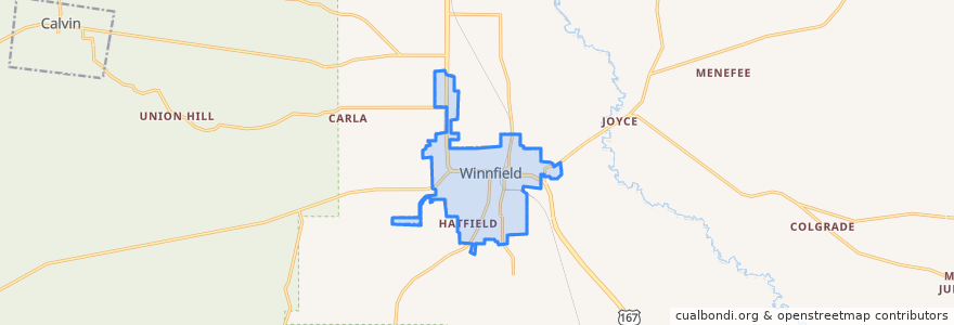 Mapa de ubicacion de Winnfield.