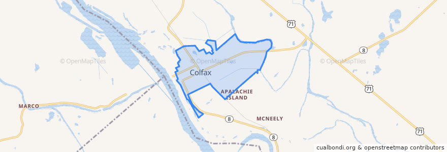 Mapa de ubicacion de Colfax.