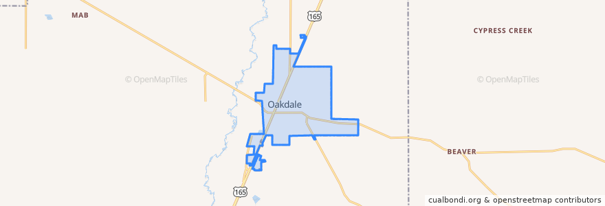 Mapa de ubicacion de Oakdale.