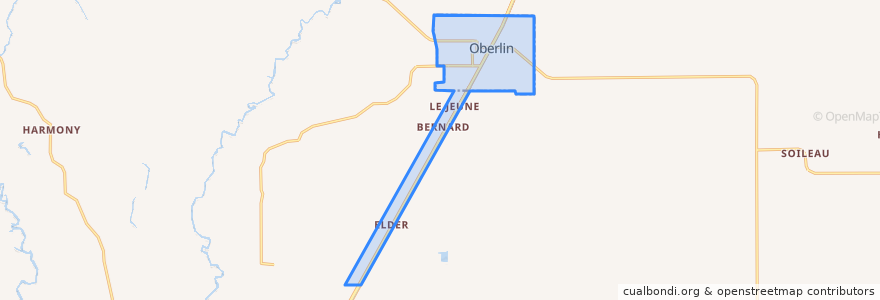 Mapa de ubicacion de Oberlin.