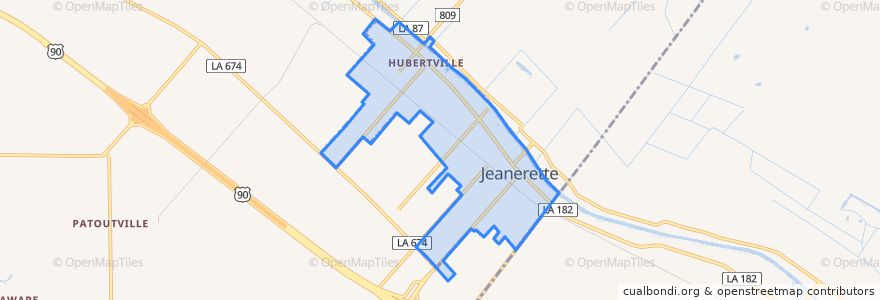 Mapa de ubicacion de Jeanerette.