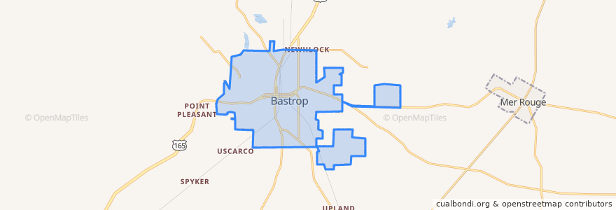 Mapa de ubicacion de Bastrop.