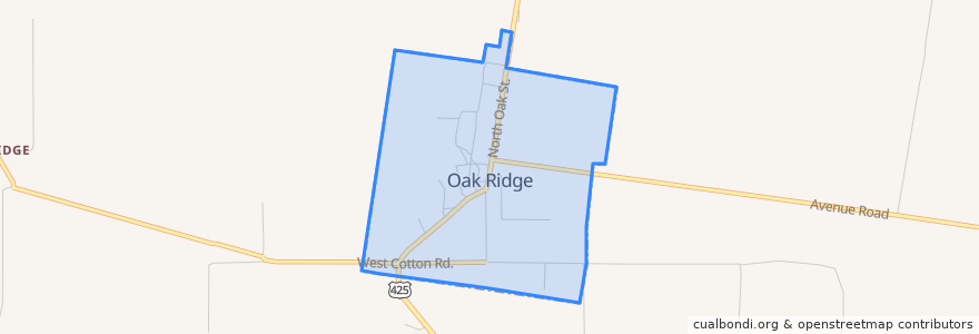 Mapa de ubicacion de Oak Ridge.