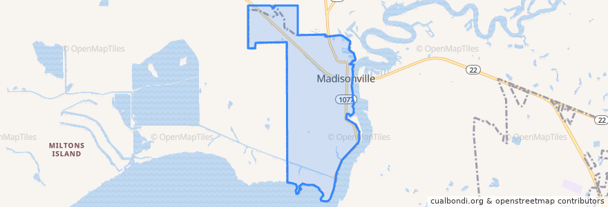 Mapa de ubicacion de Madisonville.